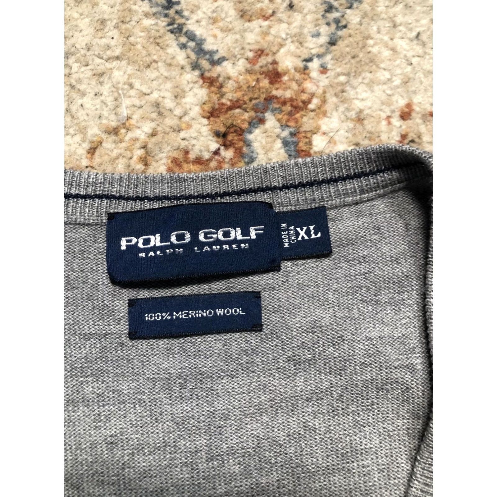 Polo Ralph Lauren Polo Ralph Lauren Sweater Mens 2XL Gray Merino Wool V Neck Golf Pullover Size US XXL / EU 58 / 5 - 7 Thumbnail