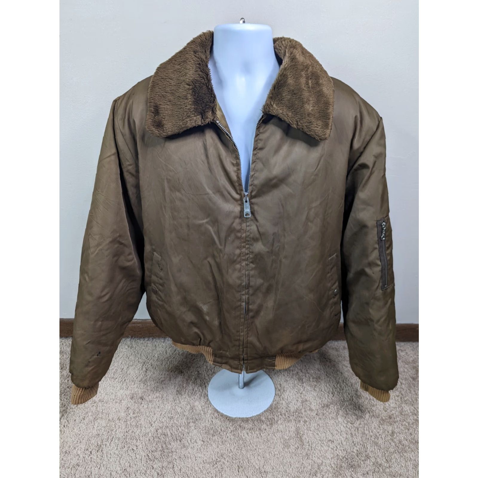 Blair VINTAGE Blair Jacket Bomber USA Men XL Brown 80s Western Velour Faux Fur Sherpa Lined Collared Snap Closure Musical? Size US XL / EU 56 / 4 - 2 Thumbnail