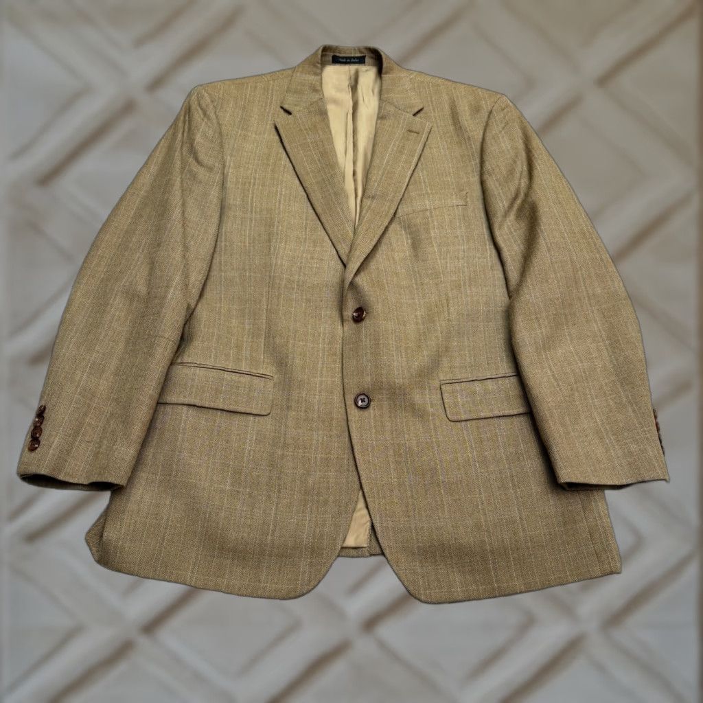 Ralph Lauren VINTAGE Ralph Lauren Men Blazer Suit Jacket Wool Silk Herringbone 42R Formal Business 40s 50s Size 42R - 1 Thumbnail