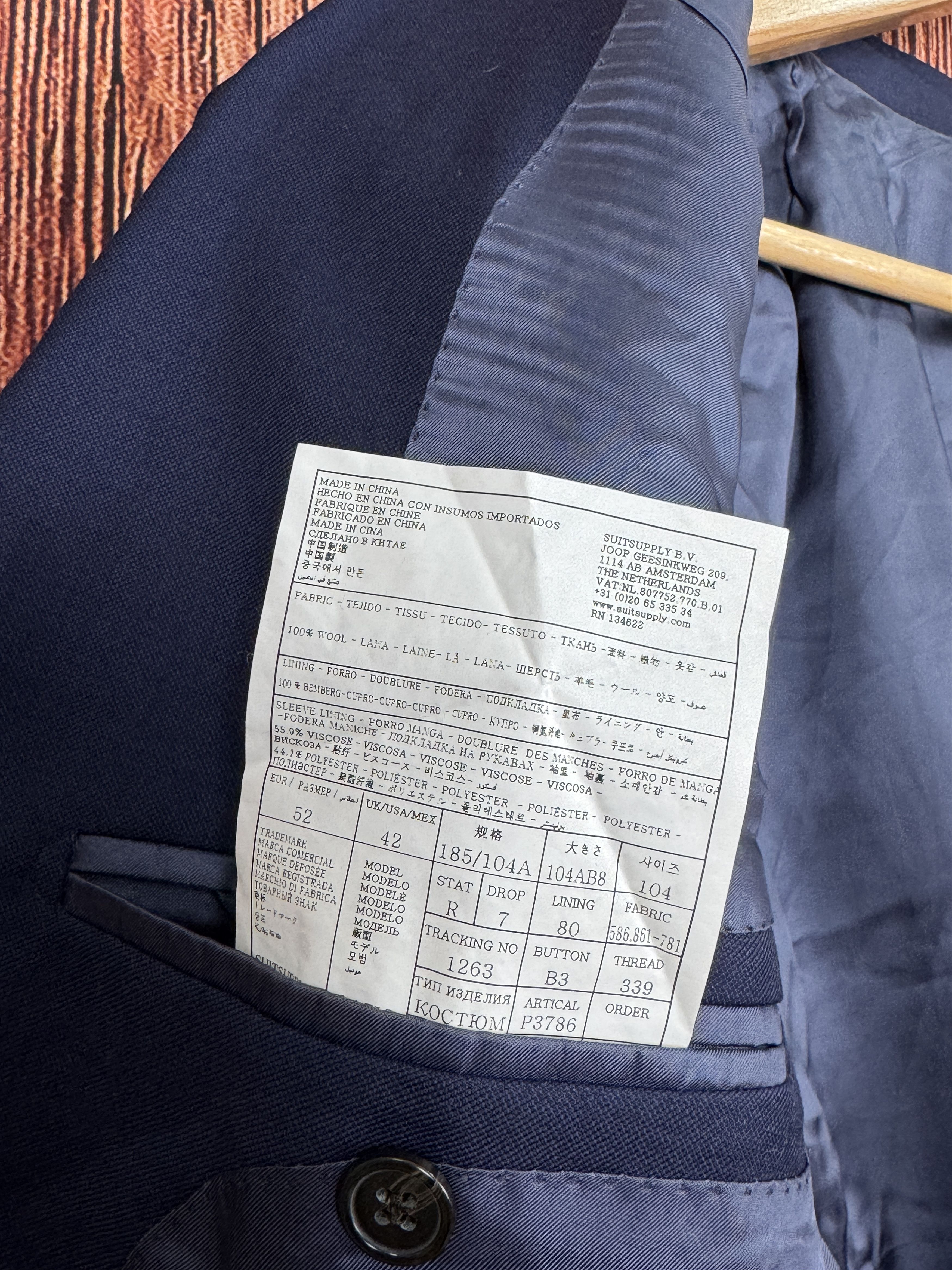 Suitsupply Suitsupply Wool Vitale Barberis Canonico Blazer IT 52 US 42 Size 42R - 10 Thumbnail