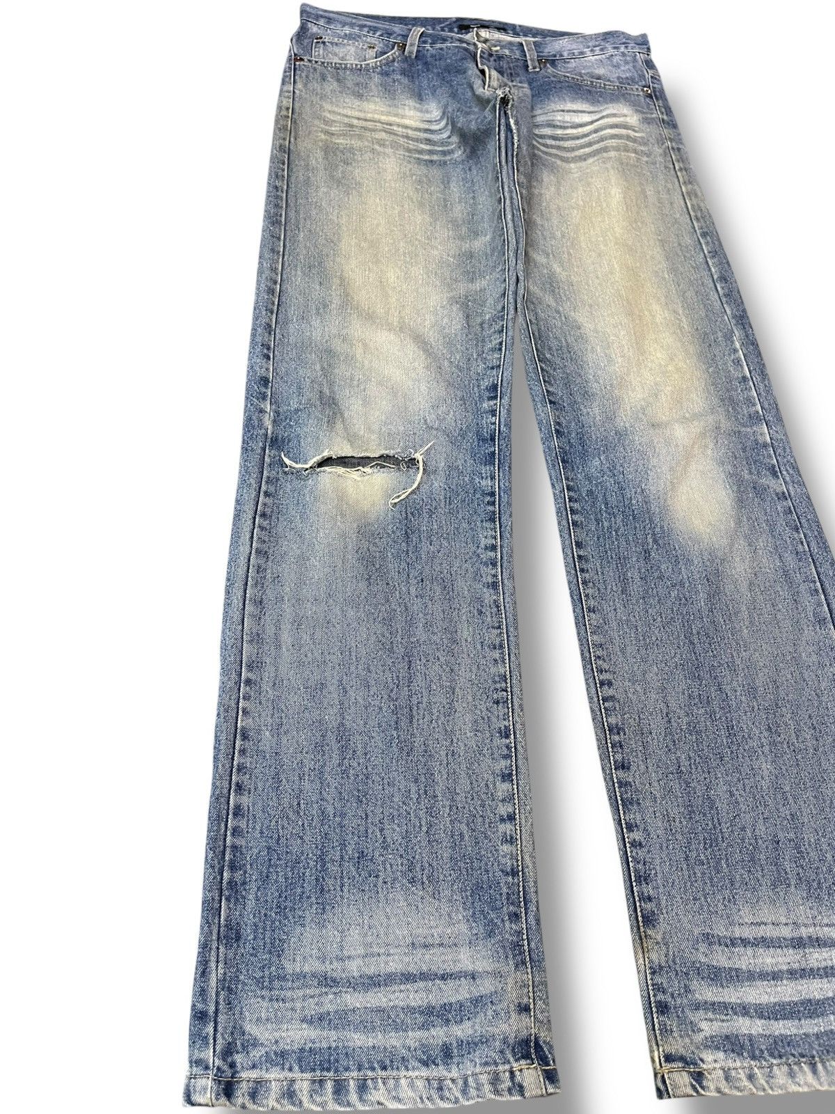 Le Grande Bleu (L.G.B.) Vintage Double Focus Faded Distressed Denim Size US 33 - 3 Thumbnail