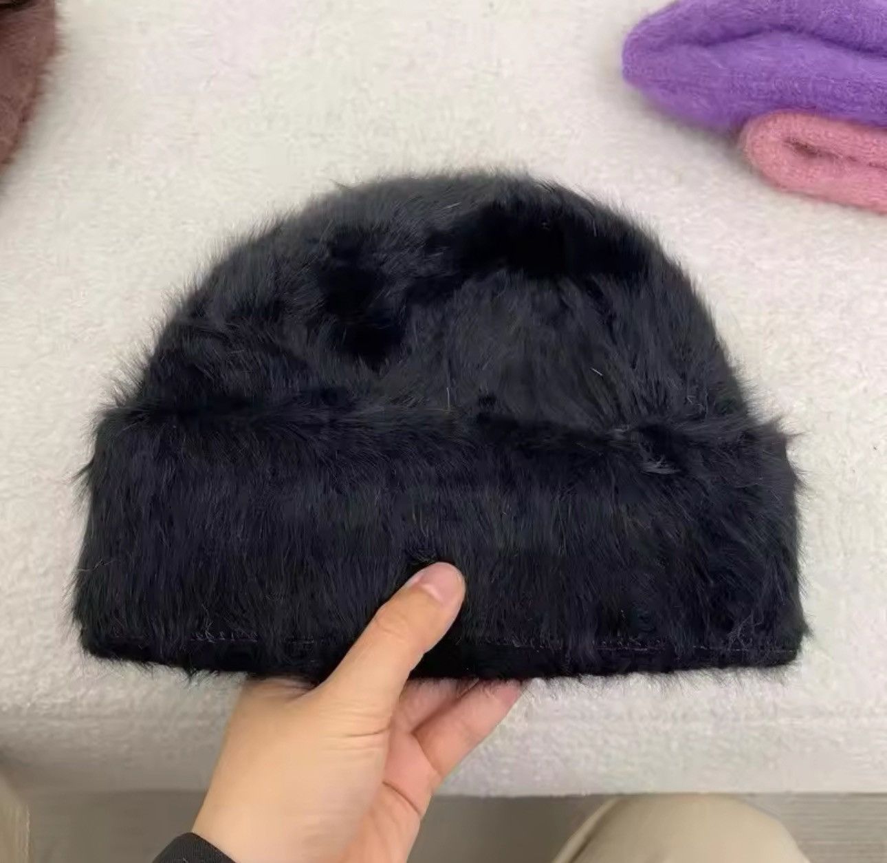 Japanese Brand Trendy Fluffy Fur Beanie Hat Size ONE SIZE - 1 Thumbnail
