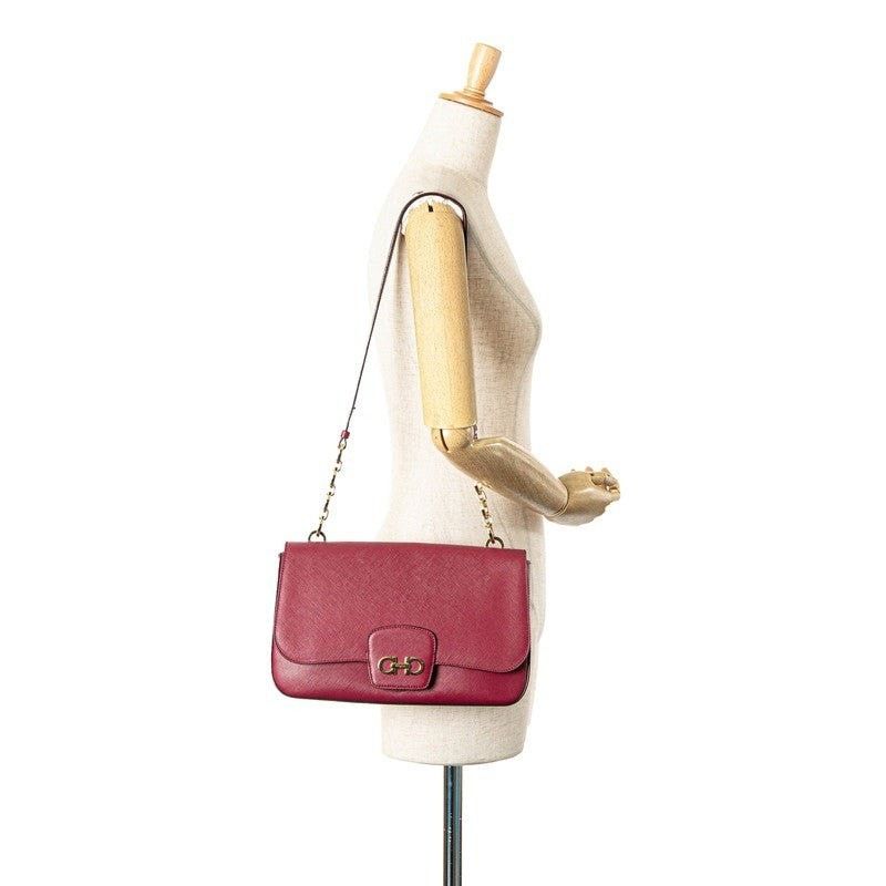 Salvatore Ferragamo Salvatore Ferragamo Leather Gancini Chain Shoulder Bag Pink Size ONE SIZE - 13 Thumbnail