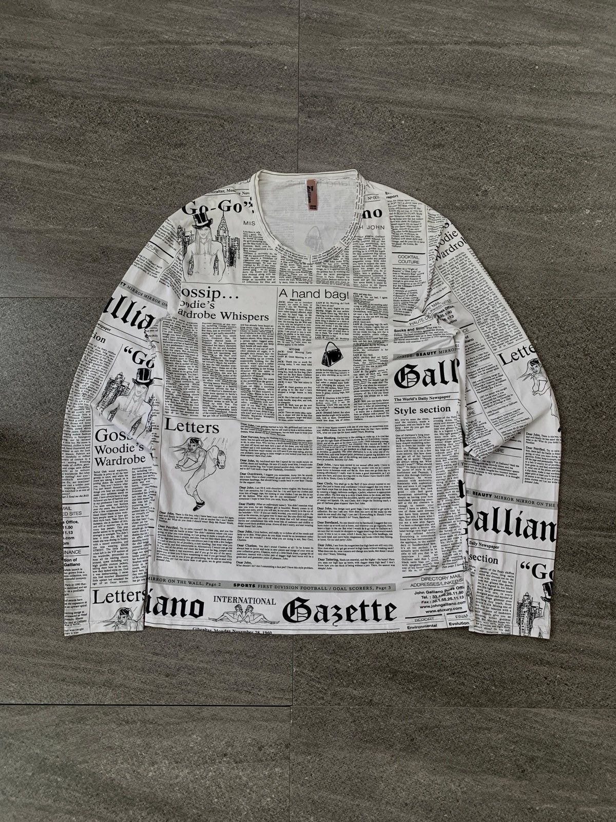John Galliano FREE TAX! 2000s Gazzete Newspaper Ls tee Size US M / EU 48-50 / 2 - 2 Thumbnail