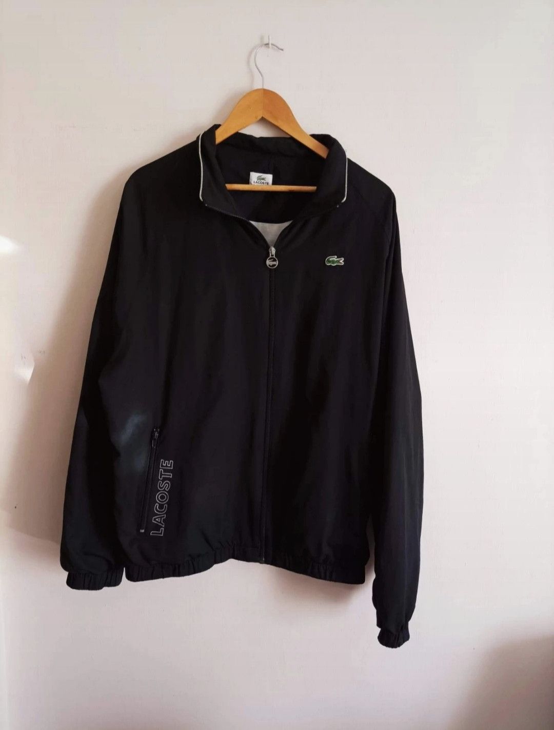 image of Windbreaker Lacoste Jacket Vintage Black Size XL Light, Men's