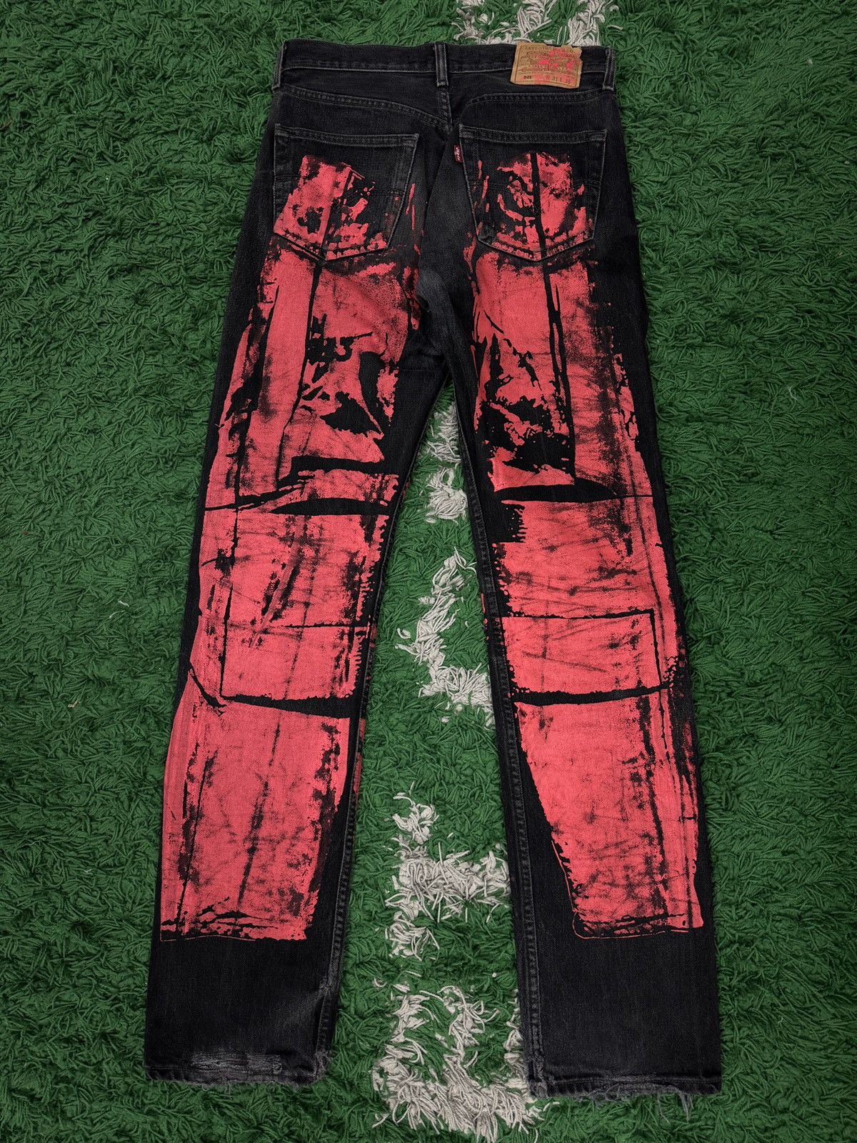 Sp5der Sp5der Black Red Grafiti Denim Size 31 Size US 31 - 4 Thumbnail
