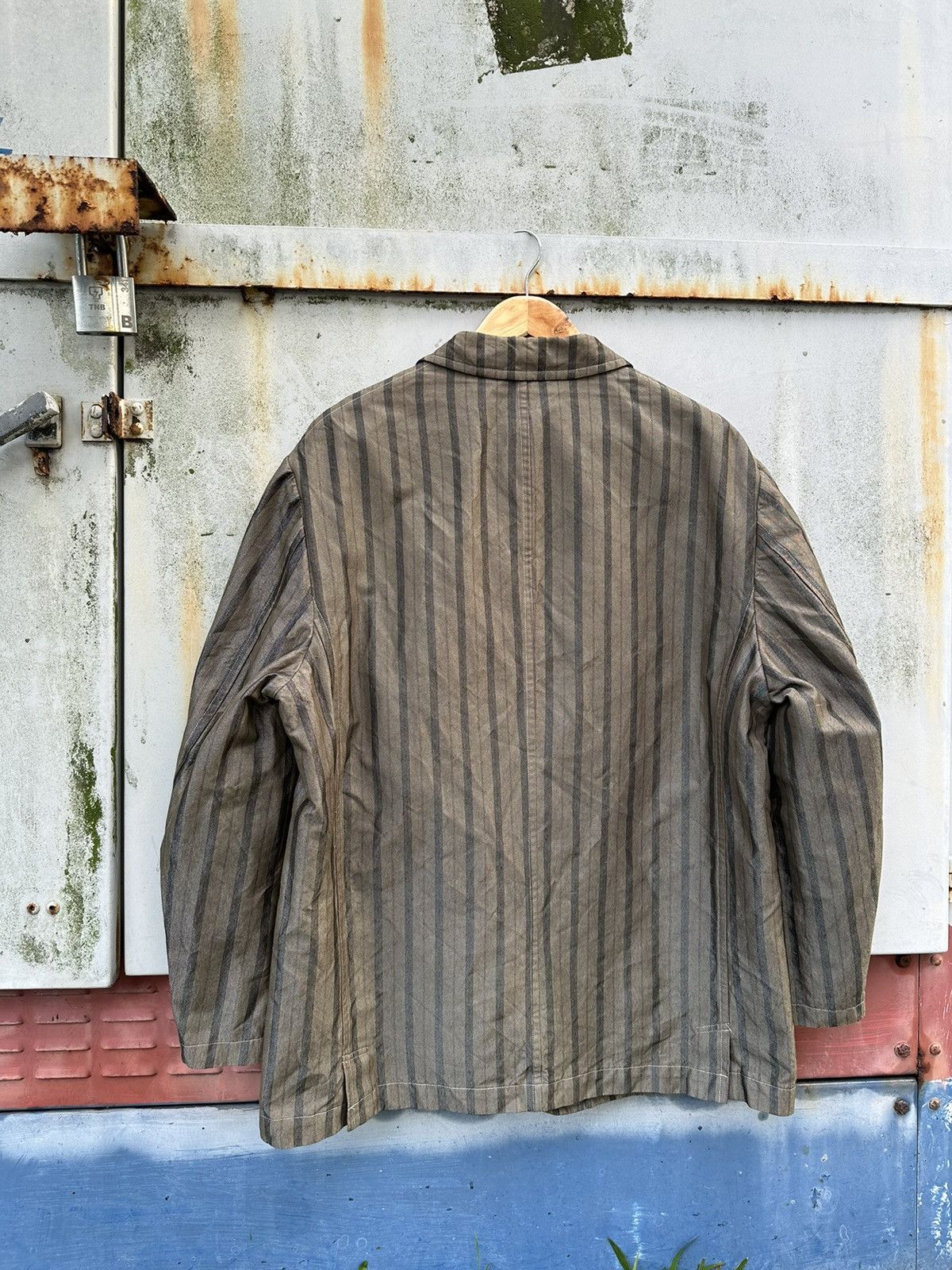 Comme des Garcons 👹AD1998 Comme Des Garcons Homme Plus Striped Jacket Size US L / EU 52-54 / 3 - 9 Thumbnail