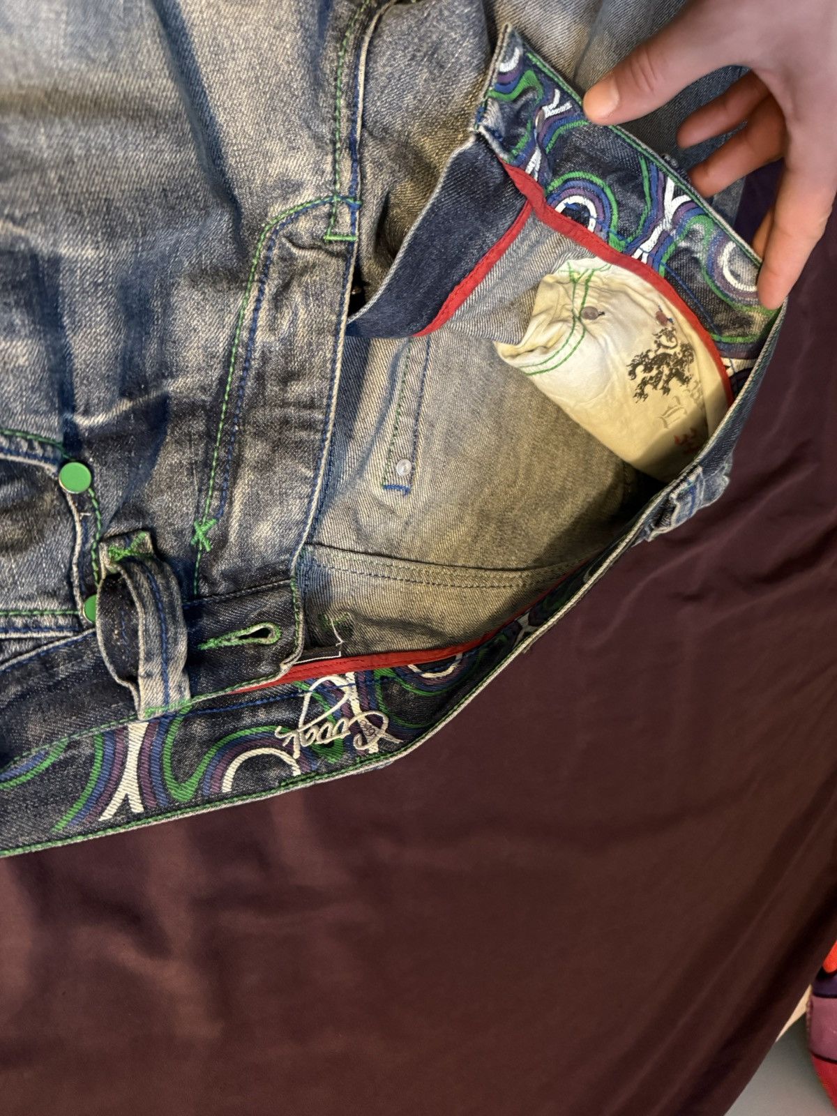 Coogi Coogi jeans vintage mens 34 purp green blue white embroidery Size US 34 / EU 50 - 4 Thumbnail