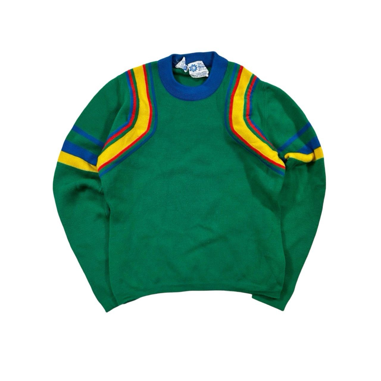 Vintage 80s Green 100% Wool Made in Hong Kong Knit Sweater