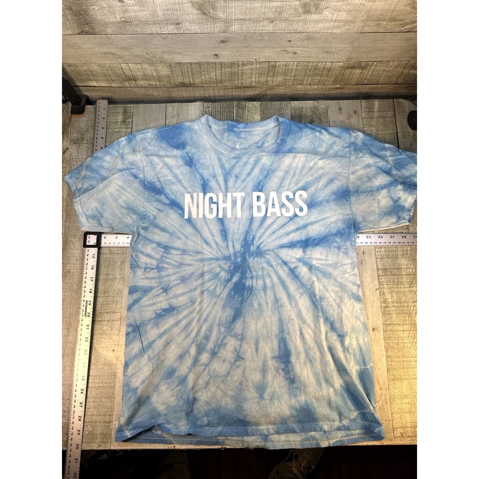 Vintage Night Bass Blue Tie Dye T-Shirt Large Moon Phase Back Graphic EDM Festival Tee Mens L Size US L / EU 52-54 / 3 - 2 Thumbnail