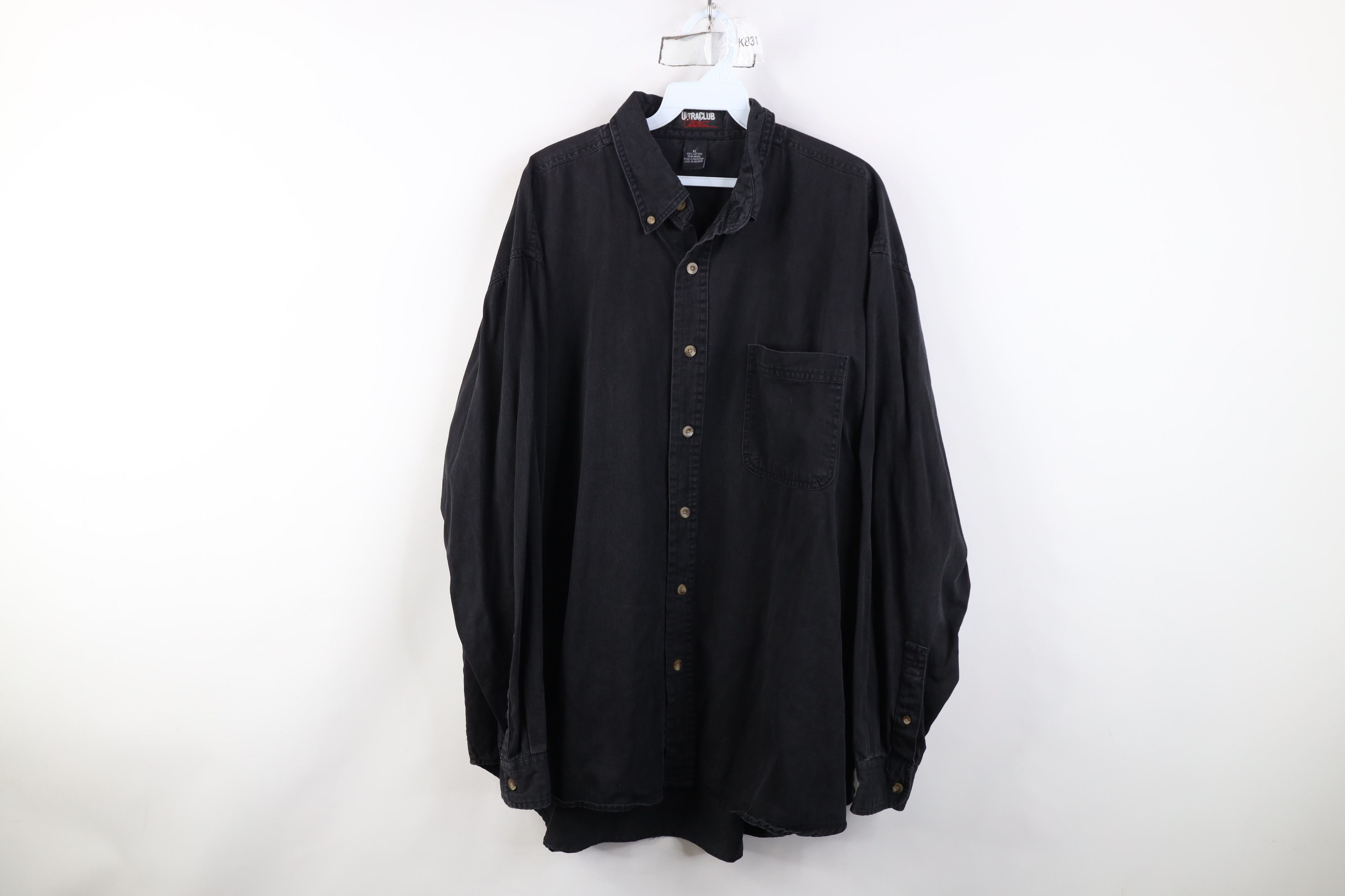 Vintage 90s Streetwear Cotton Twill Button Down Shirt Black