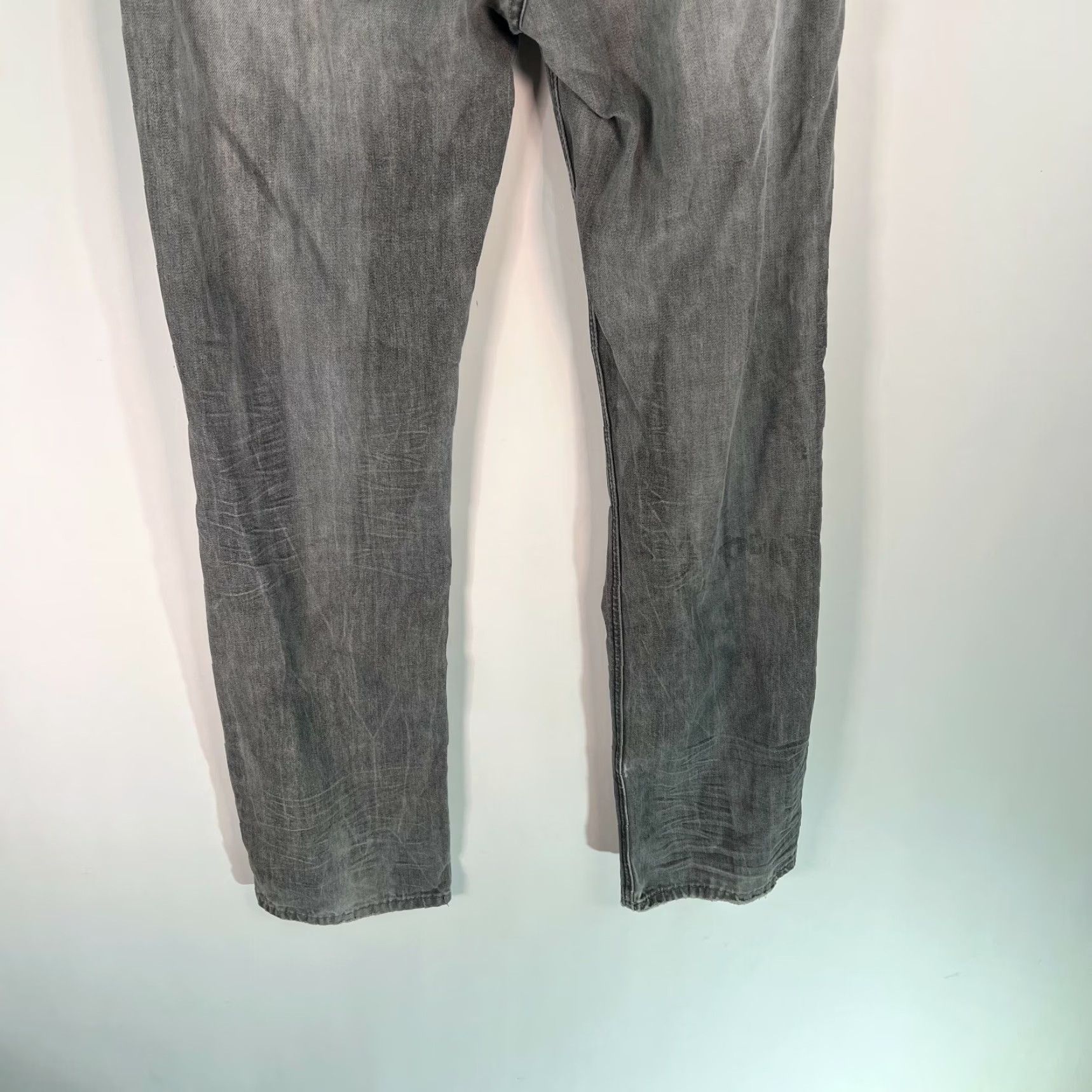 Denime Black Premium Mens Relaxed Fit Straight Distressed Gray Denim Jeans Size 32/34 - 5-Pocket Belt Loops Button Closure Denim Jeans Gray Mens Regular XS? Size US 34 / EU 50 - 6 Thumbnail