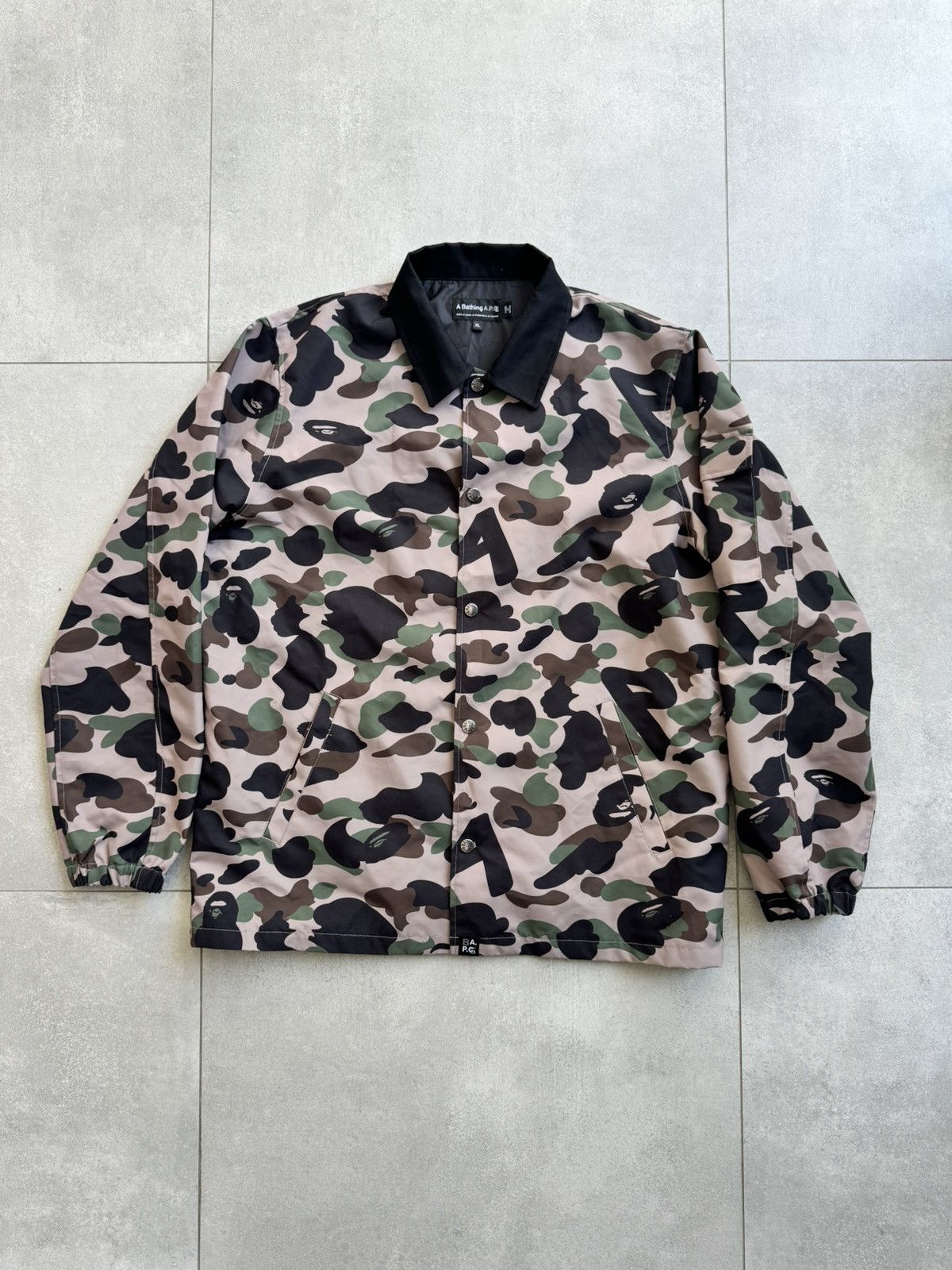 Bape camo coach jacket best sale