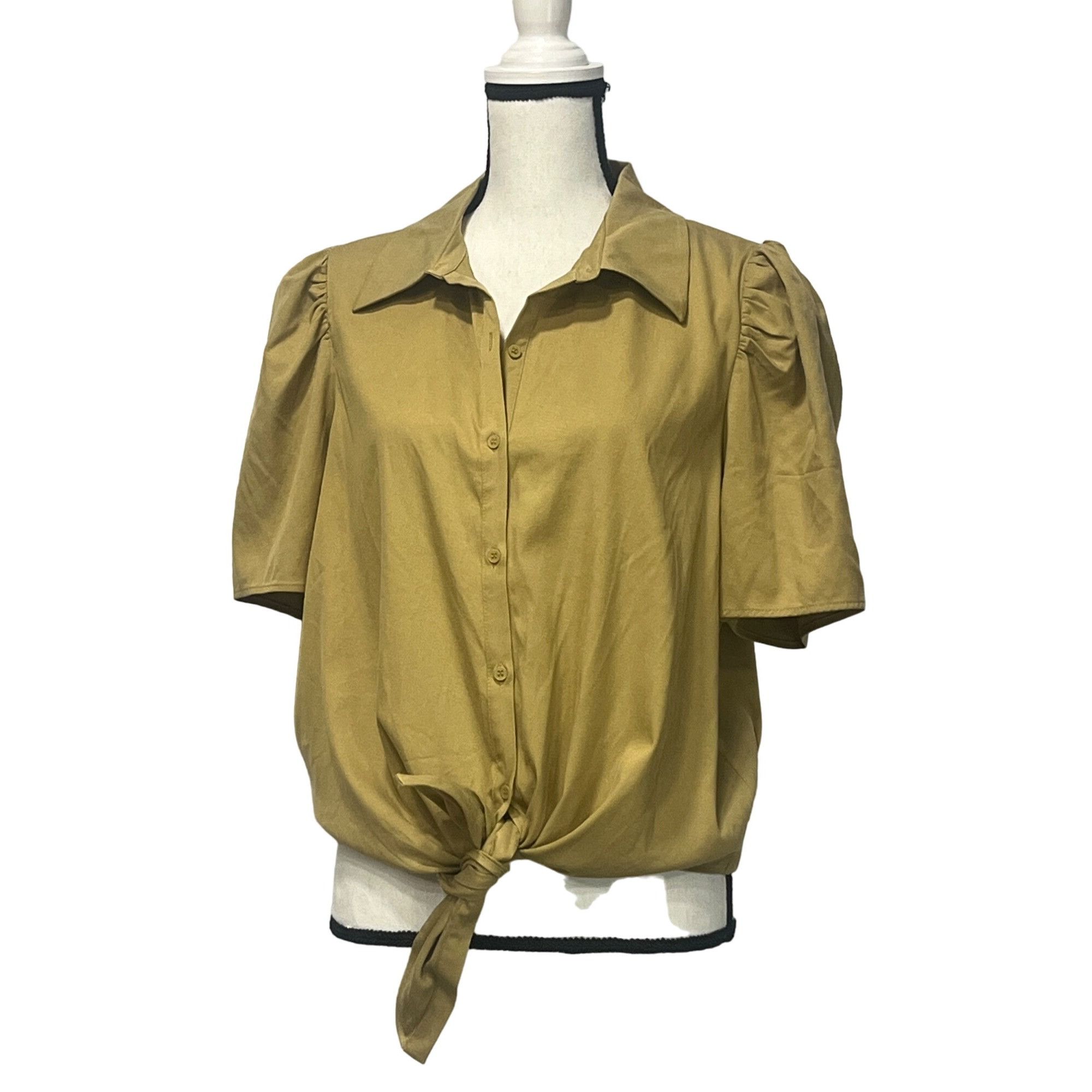 Other DR2 By Daniel Rainn Puff Sleeve Button-up Shirt In Golden Kh Size L / US 10 / IT 46 - 10 Thumbnail