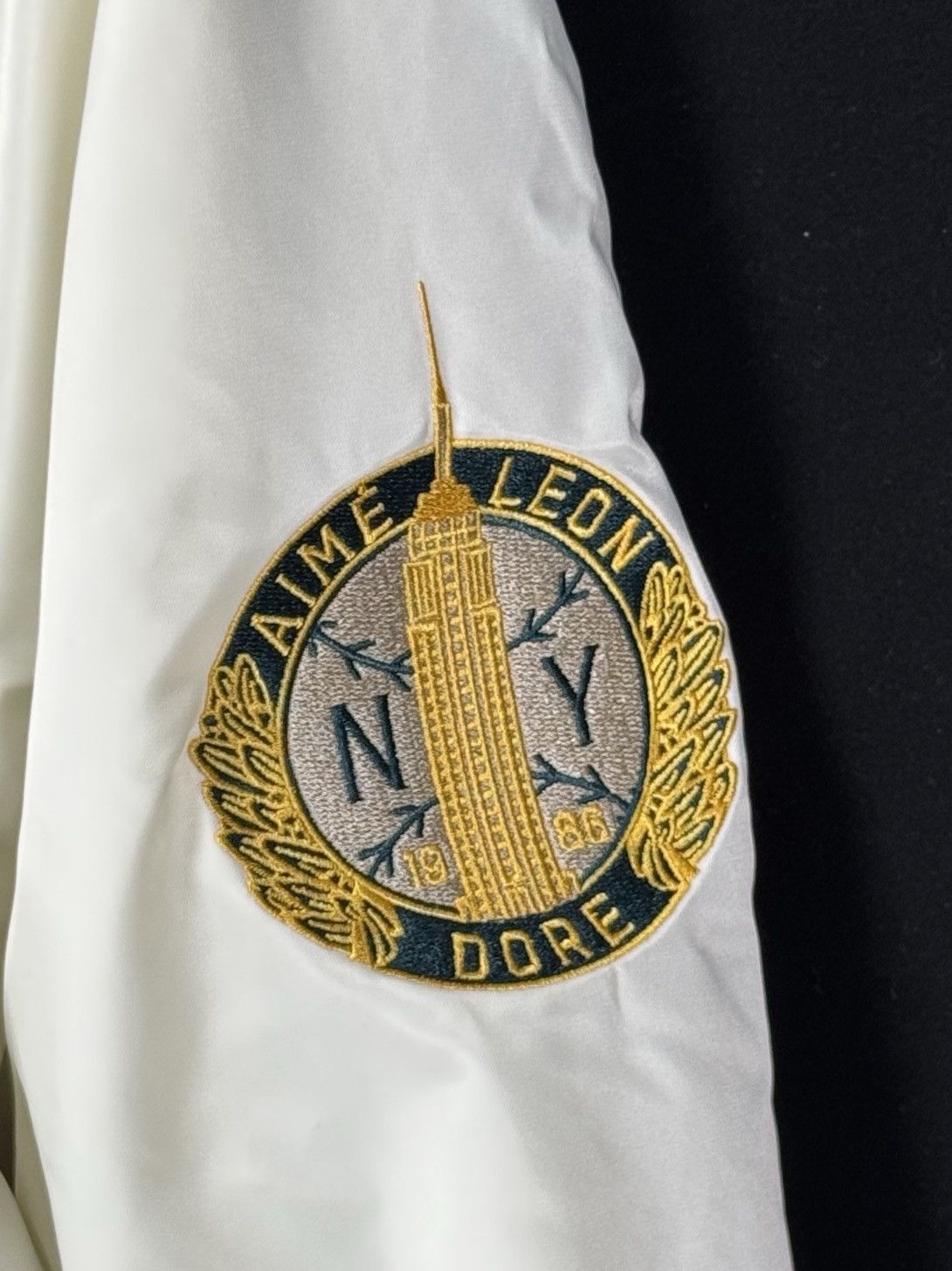 Aime Leon Dore UNWORN* ALD Reversible Satin Varsity Jacket Cream/Green Size US M / EU 48-50 / 2 - 2 Thumbnail