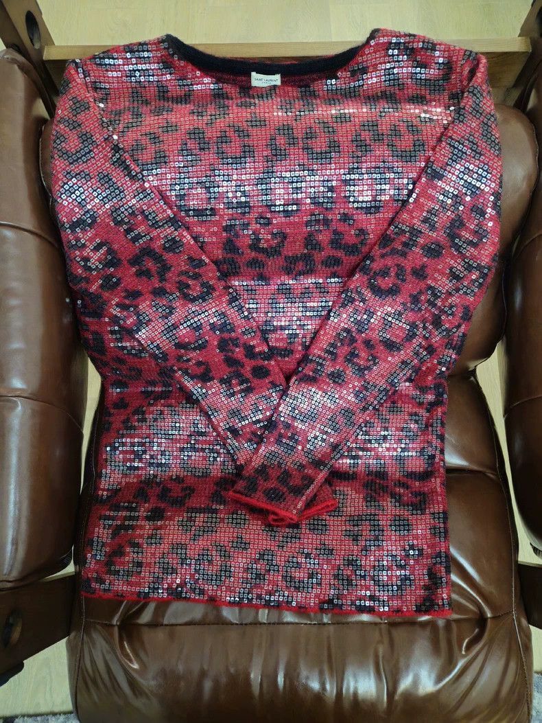 Saint Laurent Paris Red Leopard Wool Sweater by Saint Laurent-2505 Size US S / EU 44-46 / 1 - 3 Thumbnail