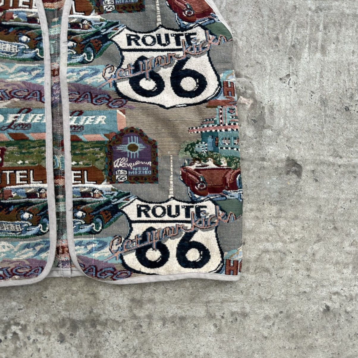 If Six Was Nine × Japanese Brand Vintage Tapestry Vest Rout 66 Hand Made Custom Moto Size US L / EU 52-54 / 3 - 4 Thumbnail