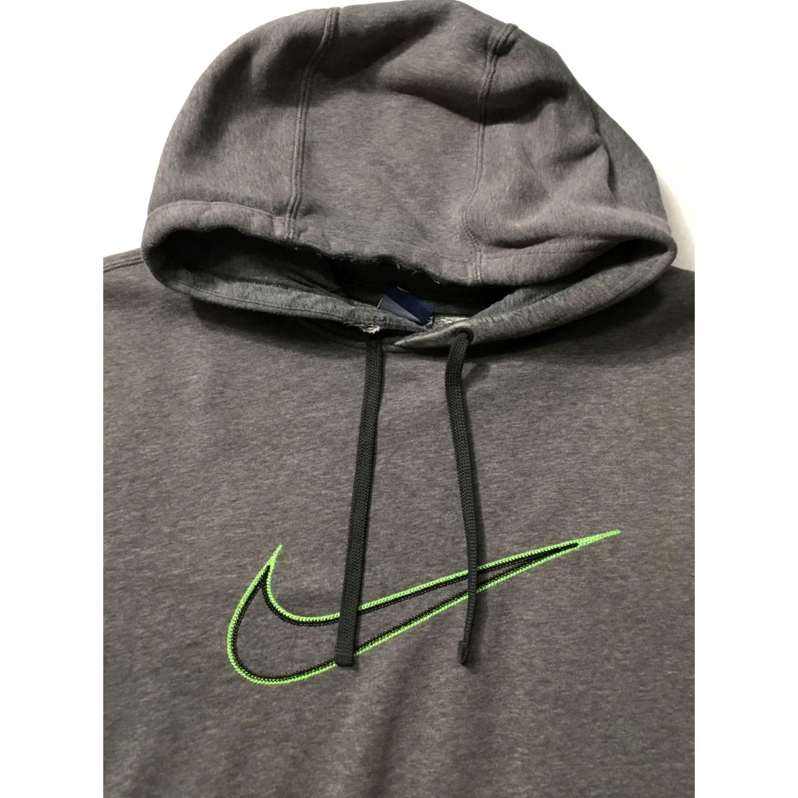 Nike VINTAGE Nike Hoodie Mens Large Center Swoosh Pullover Sweatshirt Cotton Y2K Gray Size US L / EU 52-54 / 3 - 2 Thumbnail