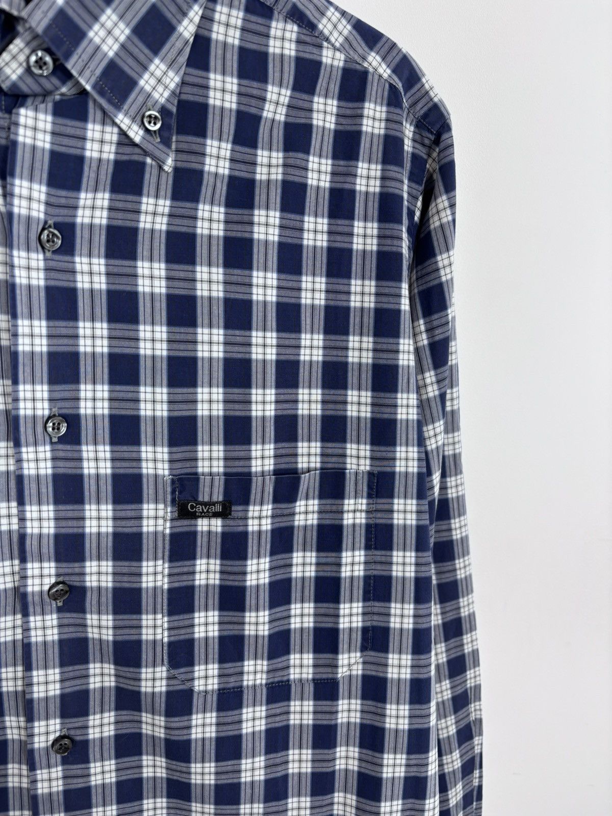 Just Cavalli Just Cavalli Race Men’s Blue Checkered Long Sleeve Shirt Size US M / EU 48-50 / 2 - 5 Thumbnail