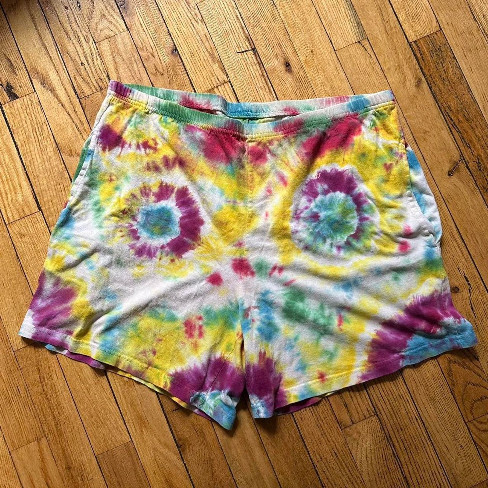 Vintage Vintage 80s Tie Dye Cotton Basic Sweat Gym Shorts Size US 35 - 2 Thumbnail