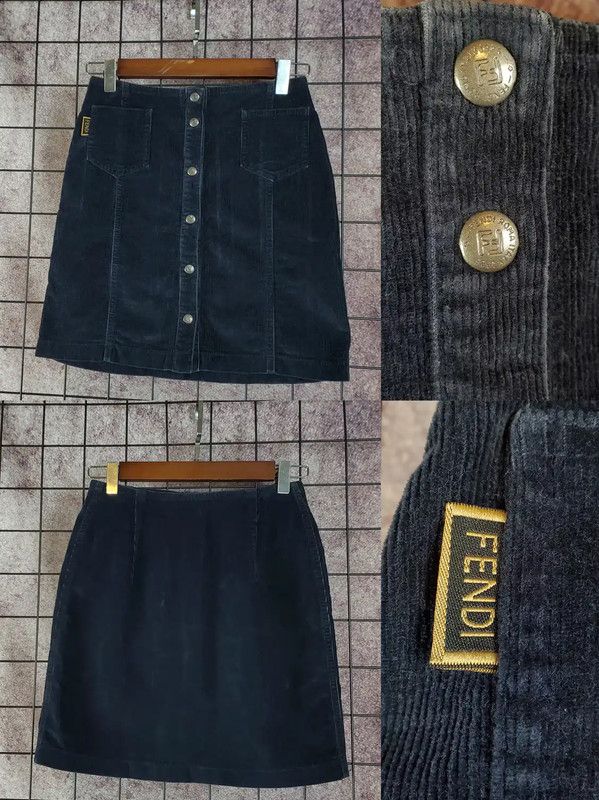 Fendi Fendi Logo Stripe Black Skirt for Women 0089 Size 23" - 1 Thumbnail