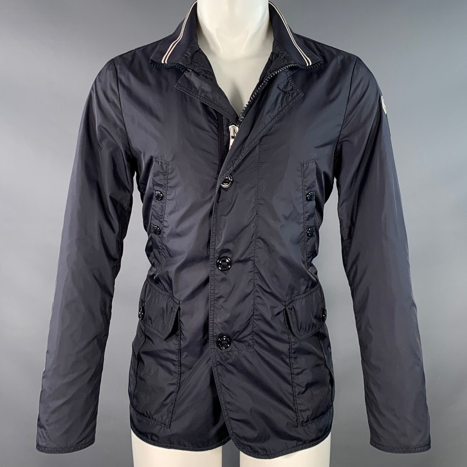 Moncler MONCLER Size M Navy Nylon Zip Buttons Windbreaker Jacket Size US M / EU 48-50 / 2 - 1 Thumbnail
