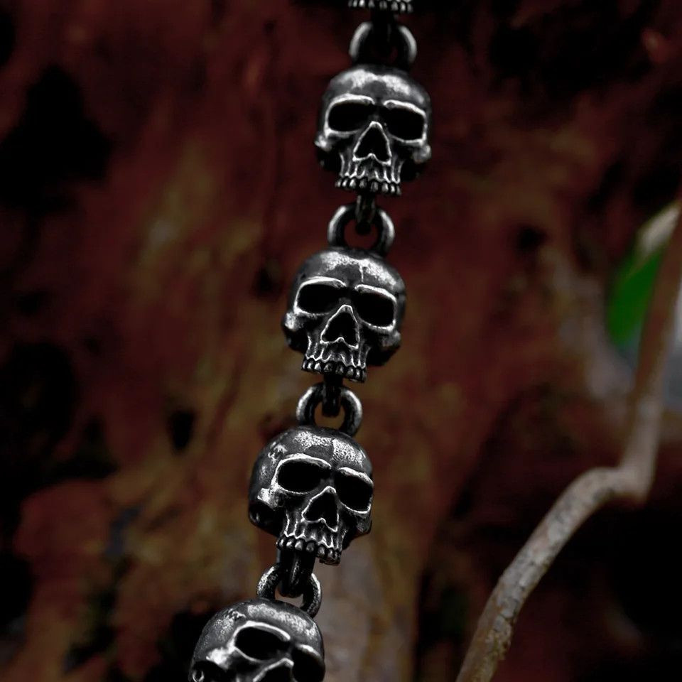 Jewelry Matte Retro Skull Chain Bracelet Size ONE SIZE - 4 Thumbnail