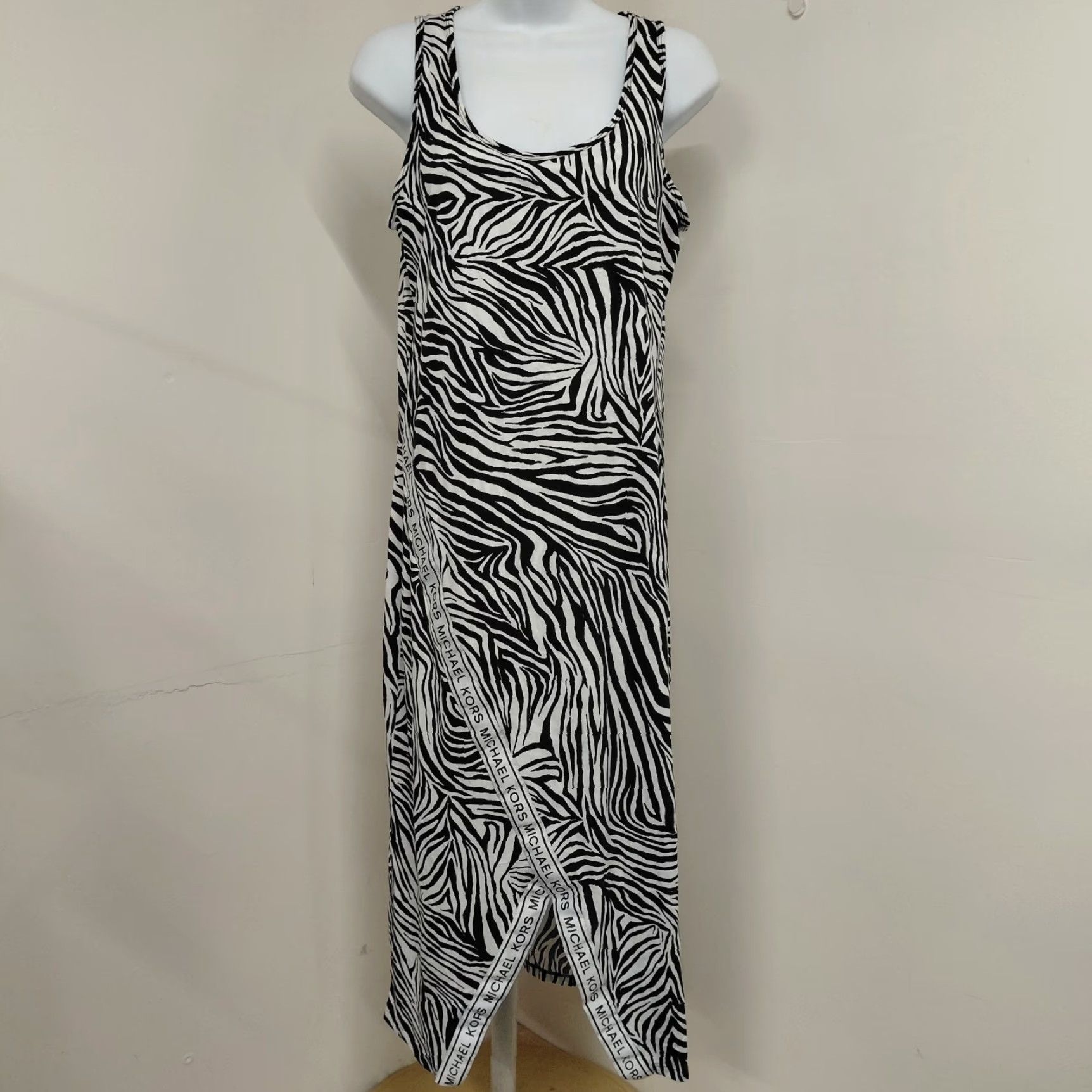 Michael Kors Michael Kors Midi Dress Women's Large Black White Zebra Sport Logo L83631 Dress Size L / US 10 / IT 46 - 3 Thumbnail