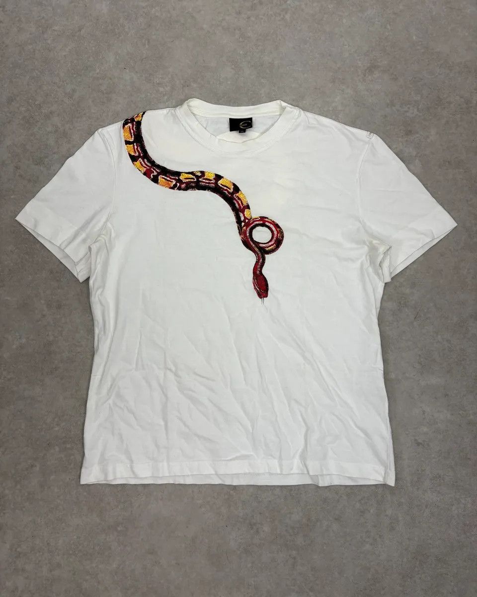 Just Cavalli 2000s Cavalli Red Snake White T-Shirt Size US S / EU 44-46 / 1 - 1 Thumbnail