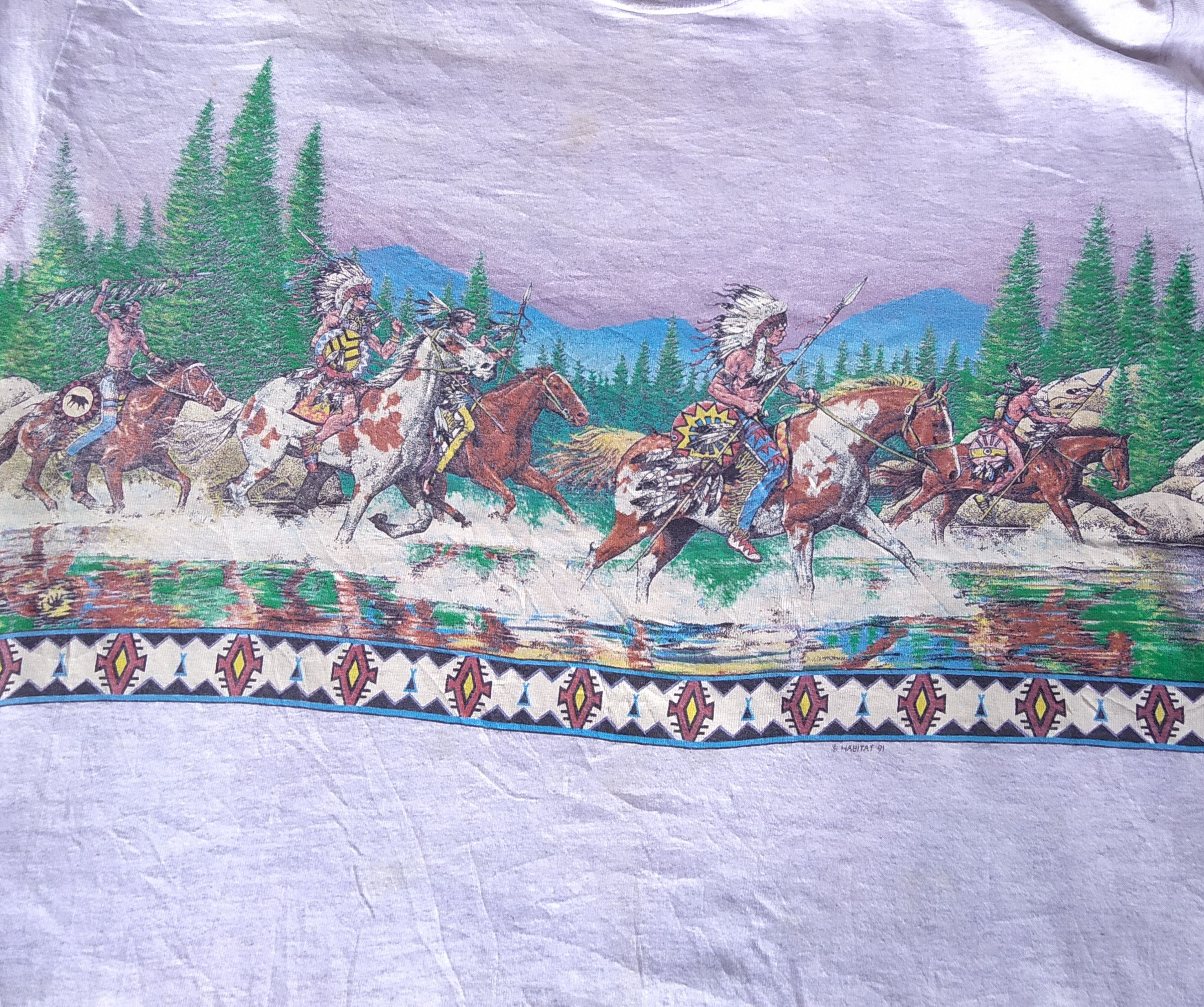 Vintage Vintage 91’ Habitat Native American Art All Over Print Tee Size US XL / EU 56 / 4 - 11 Thumbnail