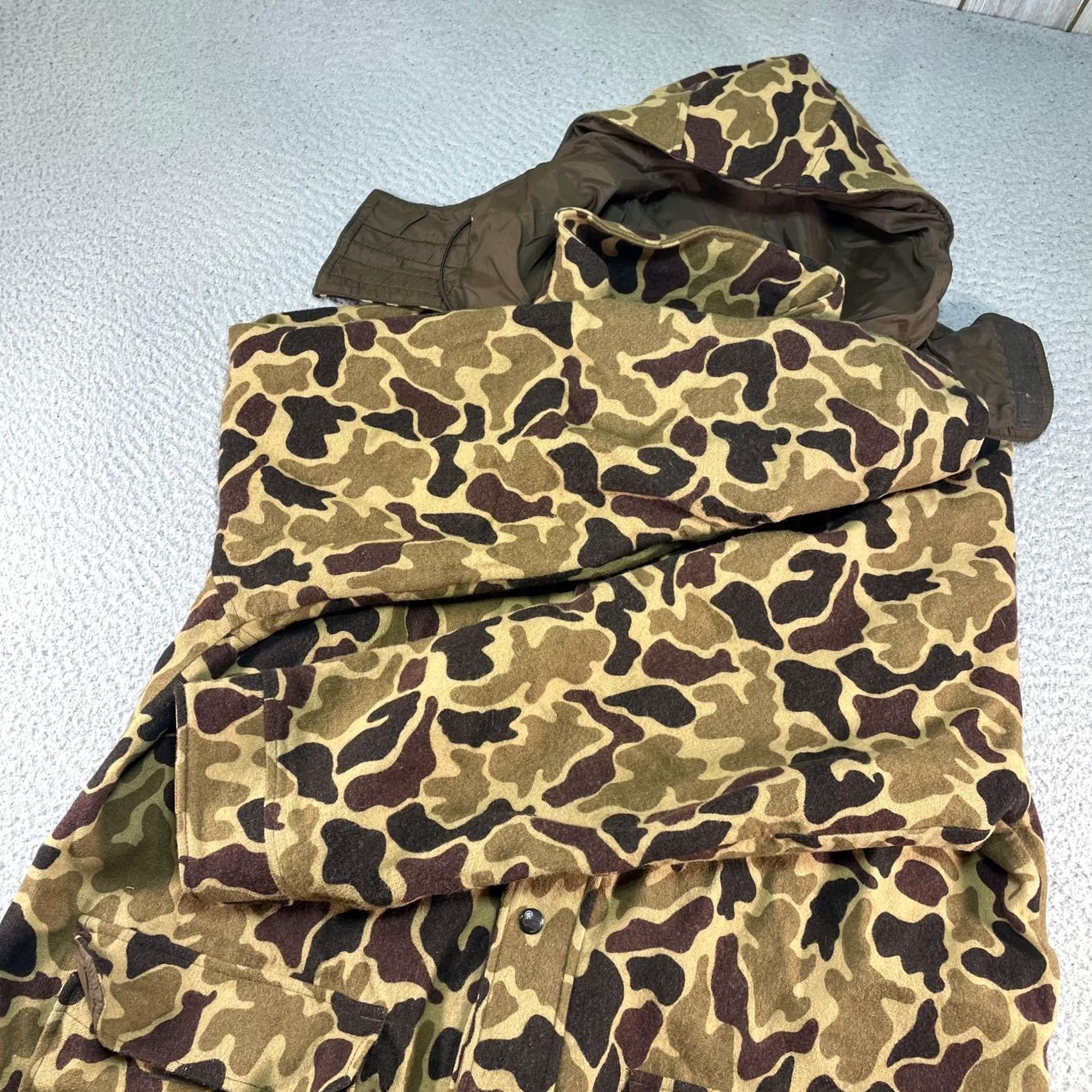 Vintage VINTAGE Woolrich Camouflage Jacket Mens XL Brown Wool Gore Tex Parka Hooded Pockets Zipper Size US XL / EU 56 / 4 - 3 Thumbnail
