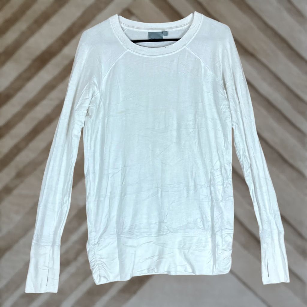Athleta Athleta Sweatshirt White Crew Neck Long Sleeve Small Pull Over Women Athletic Casual Comfort Stretch Size S / US 4 / IT 40 - 1 Thumbnail