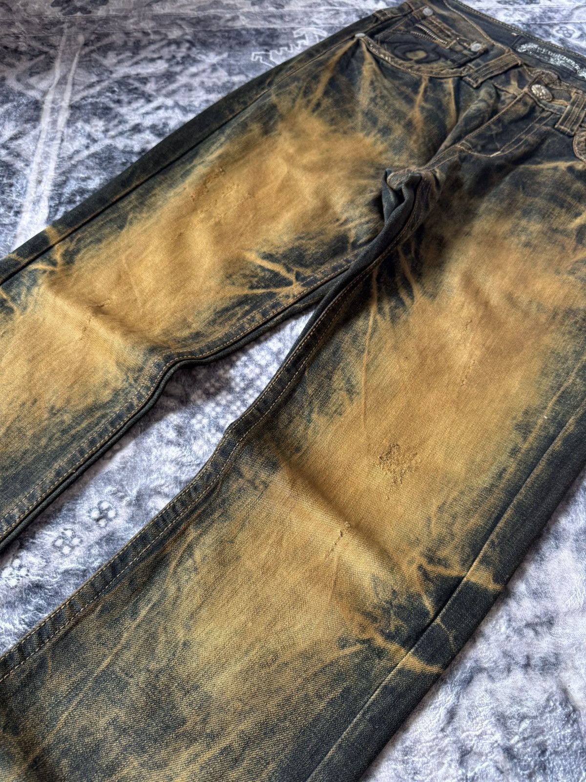 If Six Was Nine Red Pepper Shadow Mud Wash Embroidered Wings Jeans Size US 29 - 8 Thumbnail