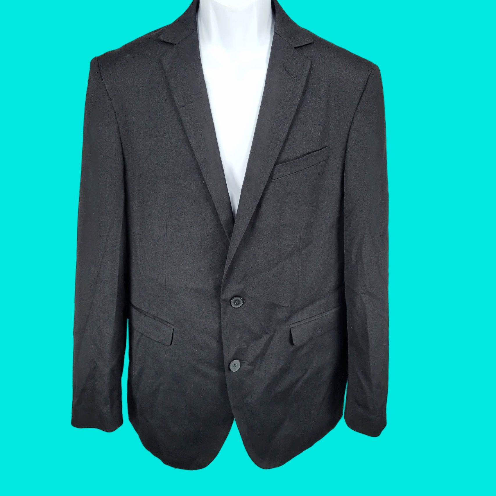 Vintage Public Notices Black Blazer Medium M 2 Button Notch Ventless Sport Coat Size 40R - 1 Thumbnail