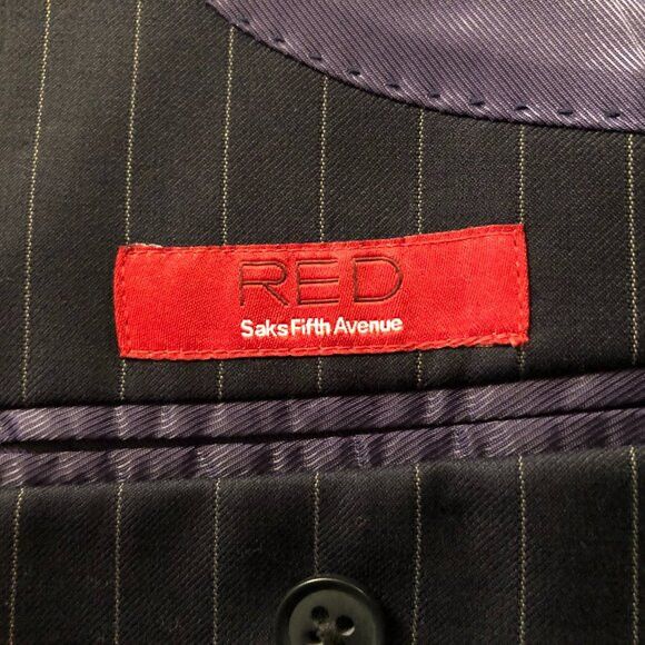 Saks Fifth Avenue Saks fifth avenue men's navy 100%wool 2pc suit size:46R Size 46R - 9 Thumbnail