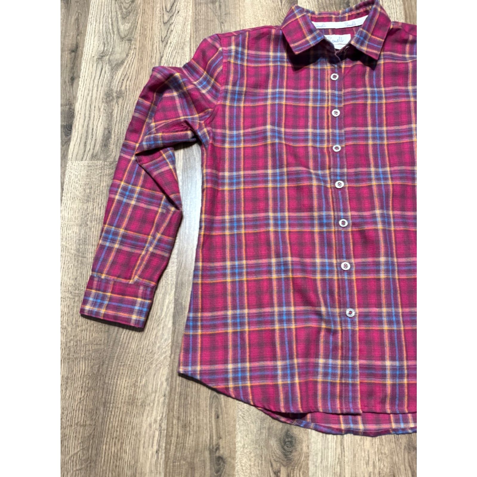 Vintage Purnell Shirt Women's Medium Purple Orange Blue Plaid Long Sleeve Button Up Size M / US 6-8 / IT 42-44 - 3 Thumbnail