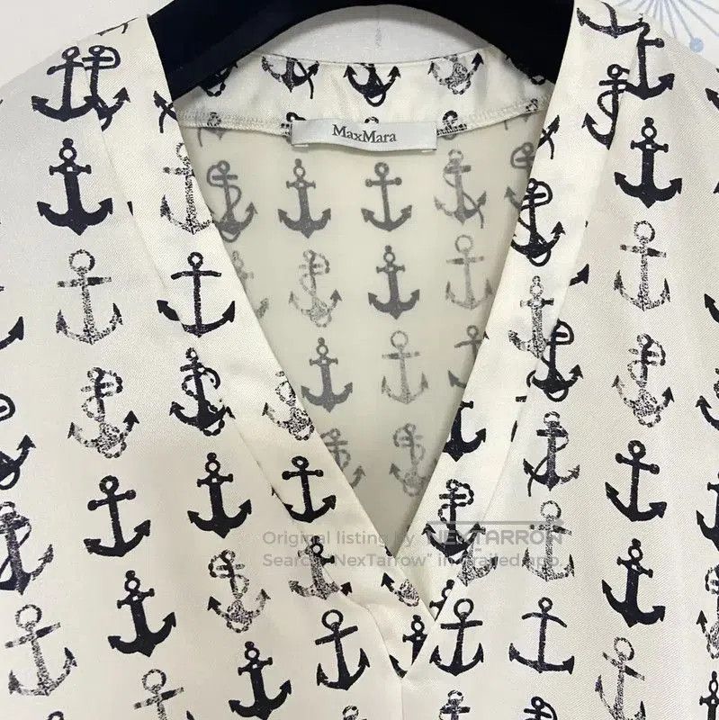 Max Mara MaxMara White Silk Printed Blouse . Size XS / US 0-2 / IT 36-38 - 6 Thumbnail