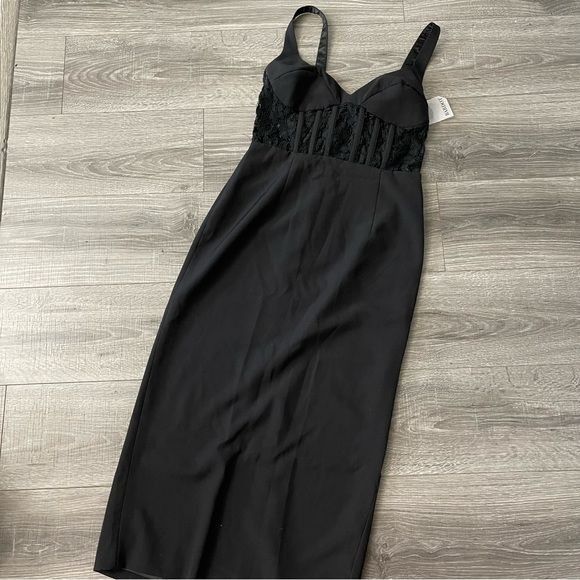Other Bardot Corset Lace Panel Dress Black Back Slit Sleeveless LB Size M / US 6-8 / IT 42-44 - 3 Thumbnail