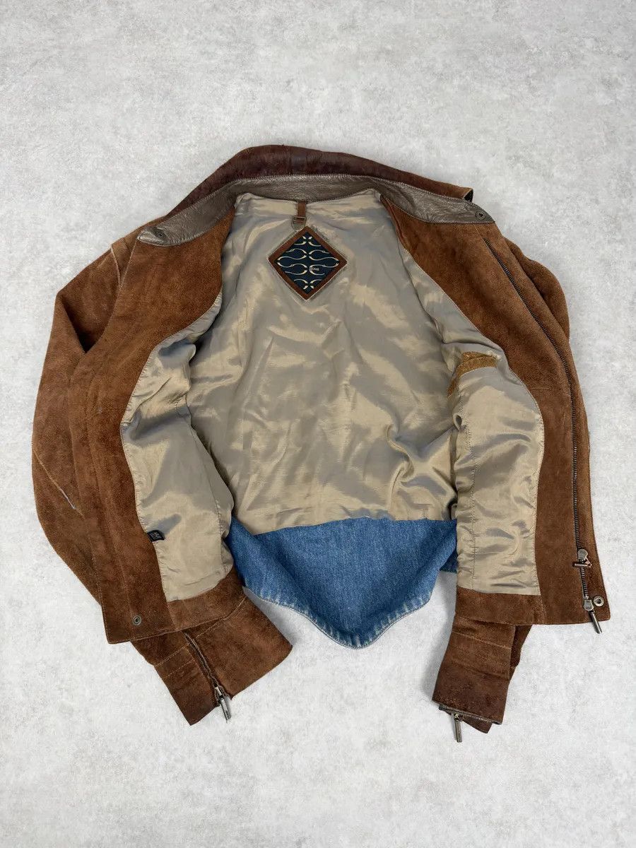 Just Cavalli AW2005 Cavalli Contemporary Detachable Sleeves Brown Suede Denim Leather Jacket Size US M / EU 48-50 / 2 - 12 Thumbnail