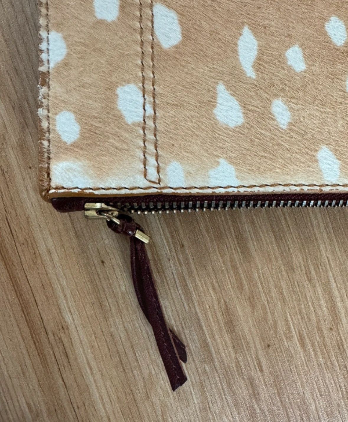 Jerome Dreyfuss Jérôme Dreyfus Camel Leather Clutch with White Leopard Print Size ONE SIZE - 6 Thumbnail