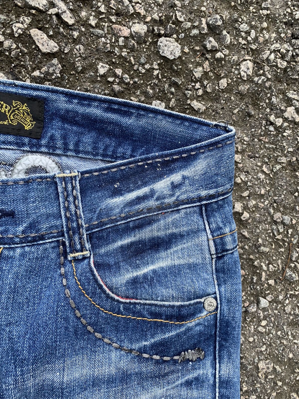 If Six Was Nine × Le Grande Bleu (L.G.B.) RED PEPPER JAPANES FADED & RUSTY PUNK STYLE DISTRESSED DENIM Size US 34 / EU 50 - 10 Thumbnail