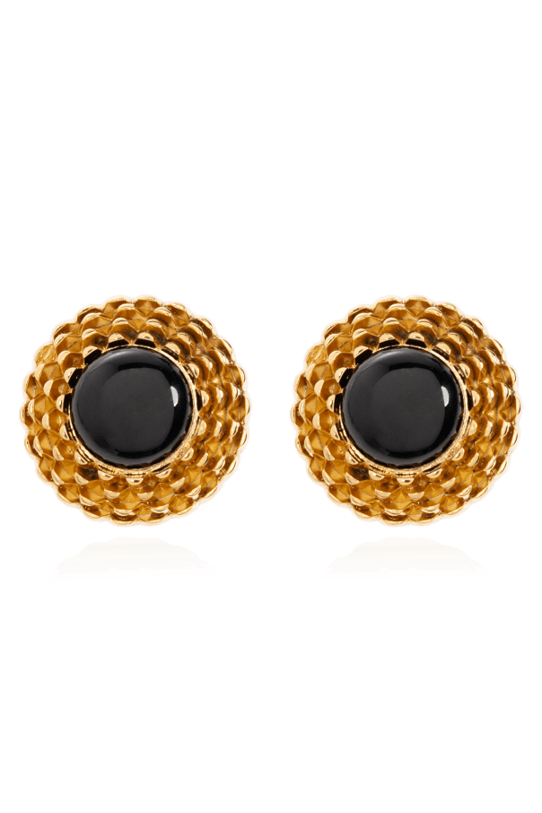 Saint Laurent Paris o1tp1o1224 Size: OS/Vintage Cobochon Clip On Earrings in Oro Size ONE SIZE - 1 Thumbnail