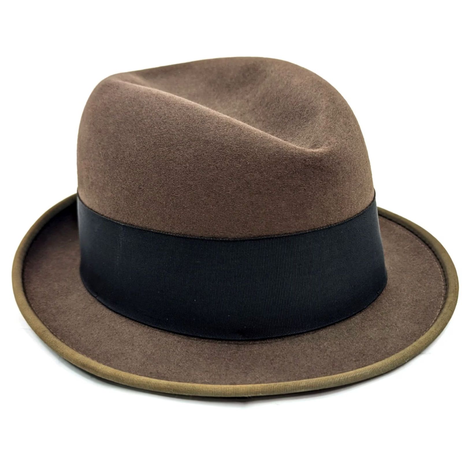 FELT VINTAGE Wormser Royal Luxury Fedora – Brown Felt Hat – Size 7 3/8 – Men – Leather Band – United Hatters Cap & Millinery – Midas Style Size ONE SIZE - 3 Thumbnail