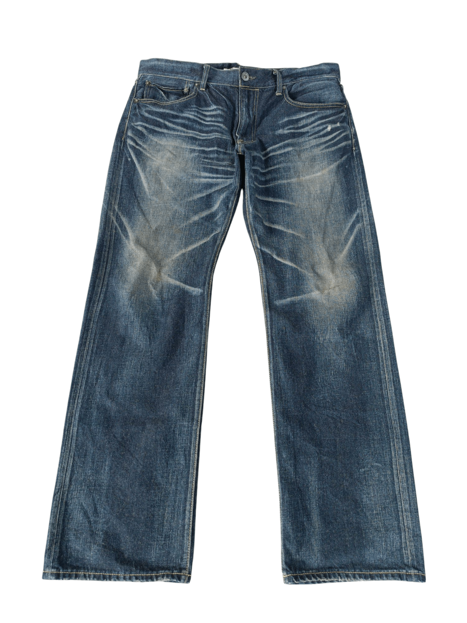 Japanese Brand BACK NUMBER DISTRESSED WHISKERS FADED DENIM E245i Size US 38 / EU 54 - 4 Thumbnail