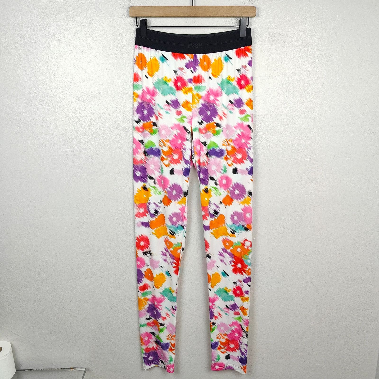 MSGM MSGM White Flower Leggings Womens 46 US 32 Made in Italy Size 31" - 1 Thumbnail