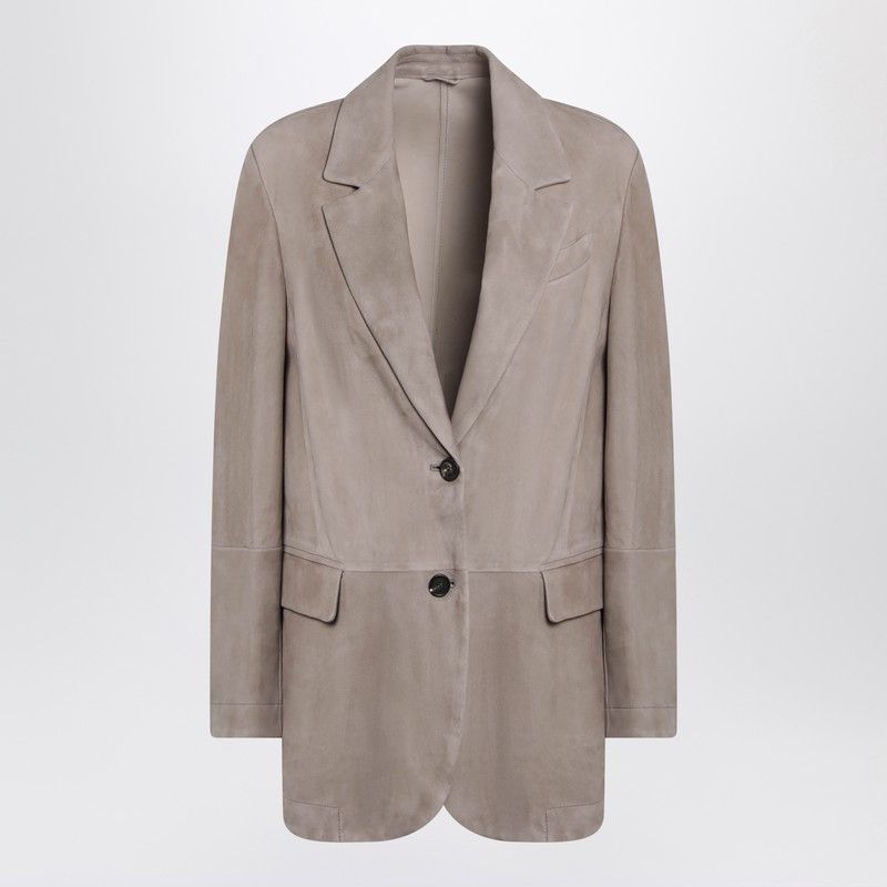 Brunello Cucinelli Brunello Cucinelli Light Brown Suede Single-Breasted Blazer Size S / US 4 / IT 40 - 1 Thumbnail