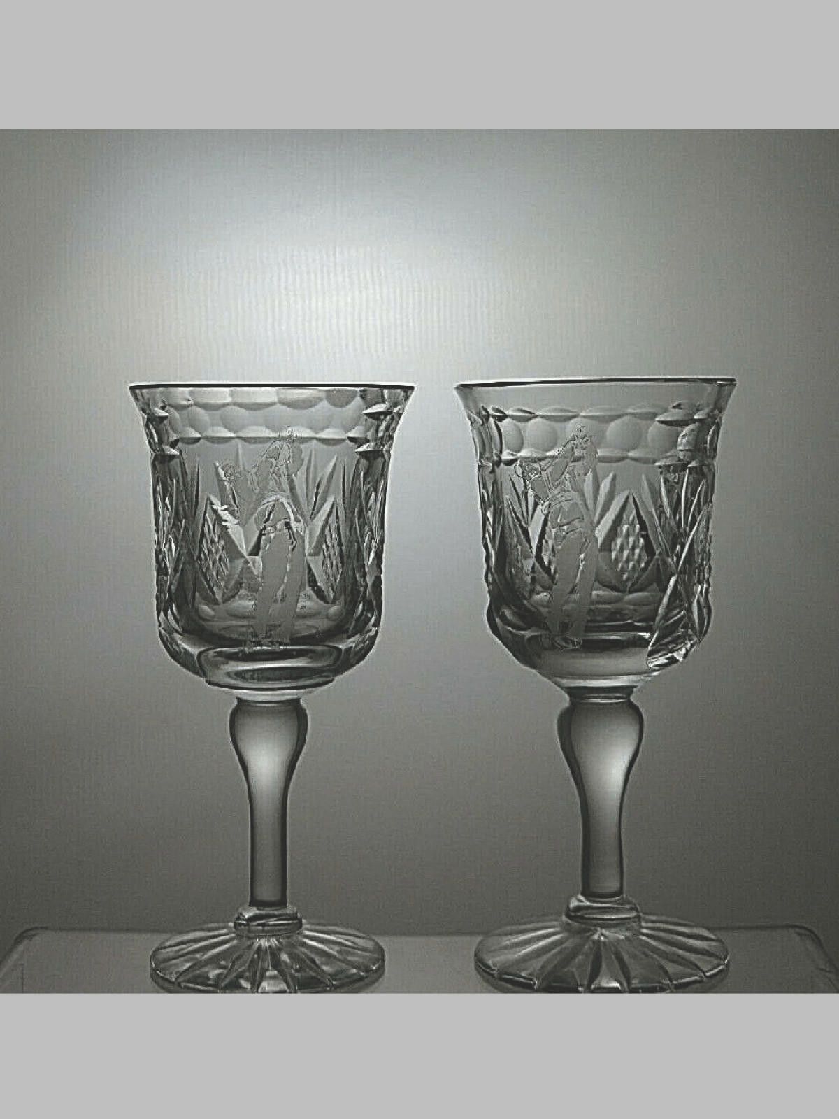Other Tutbury Crystal Cut Glass Wine Glass Set of 2 Etched Golfer Size ONE SIZE - 1 Thumbnail