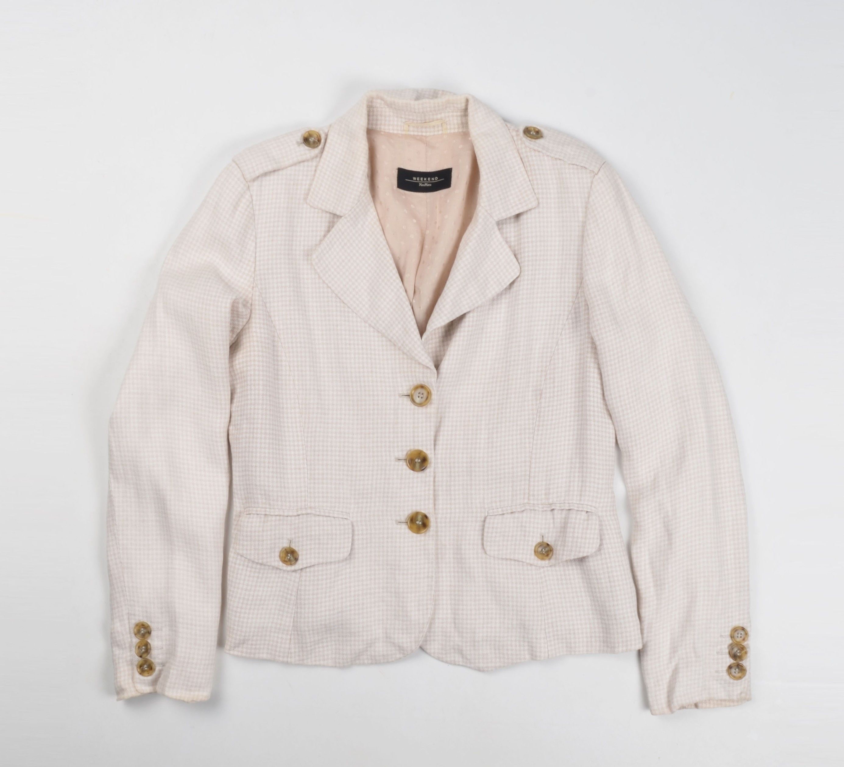 Weekend Max Mara Weekend Max Mara Linen 3 Button Houndstooth Blazer Jacket Size M / US 6-8 / IT 42-44 - 4 Thumbnail