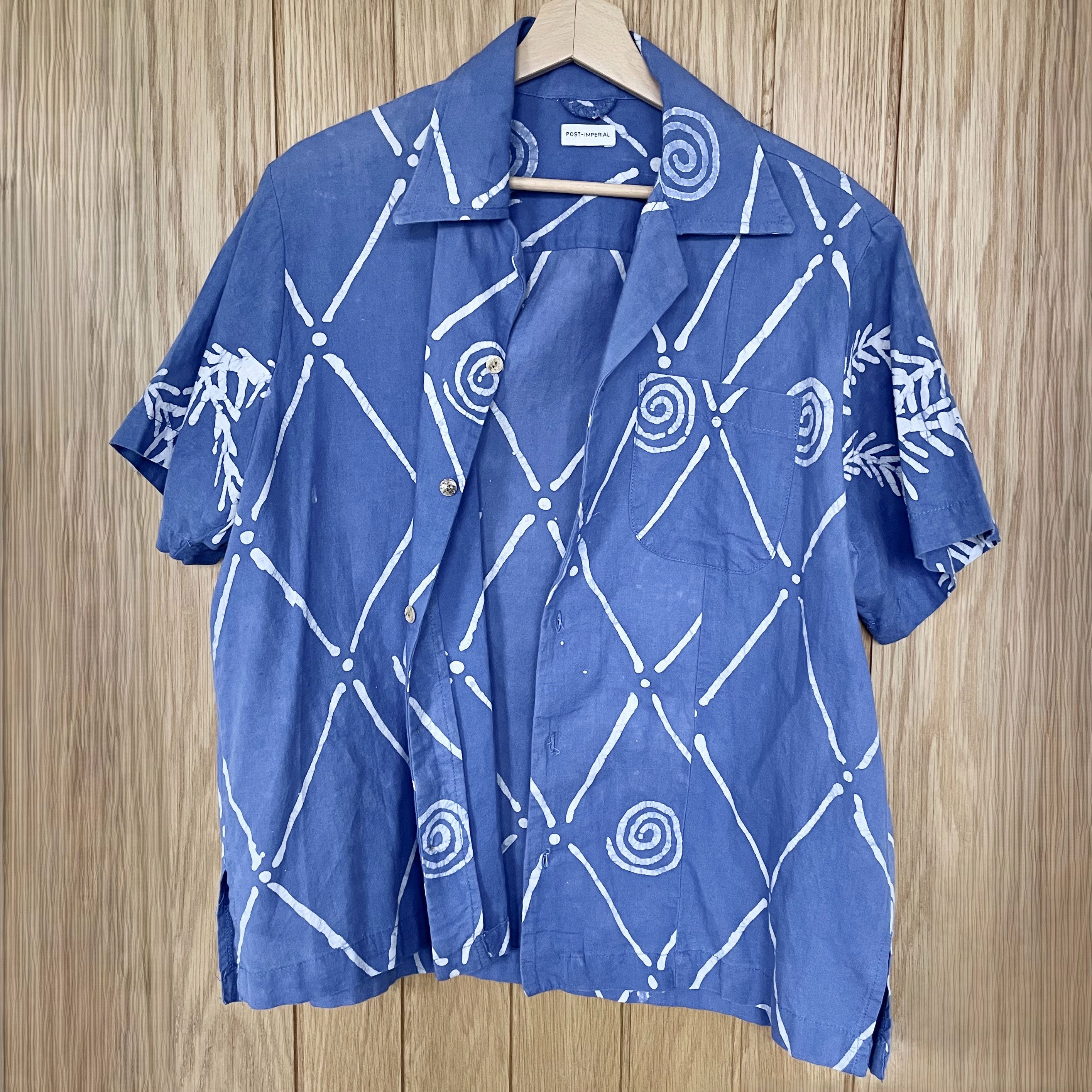 Post-Imperial Post-Imperial Azure Blue ‘Ijebu’ Adire Camp Shirt - L Size US L / EU 52-54 / 3 - 7 Thumbnail