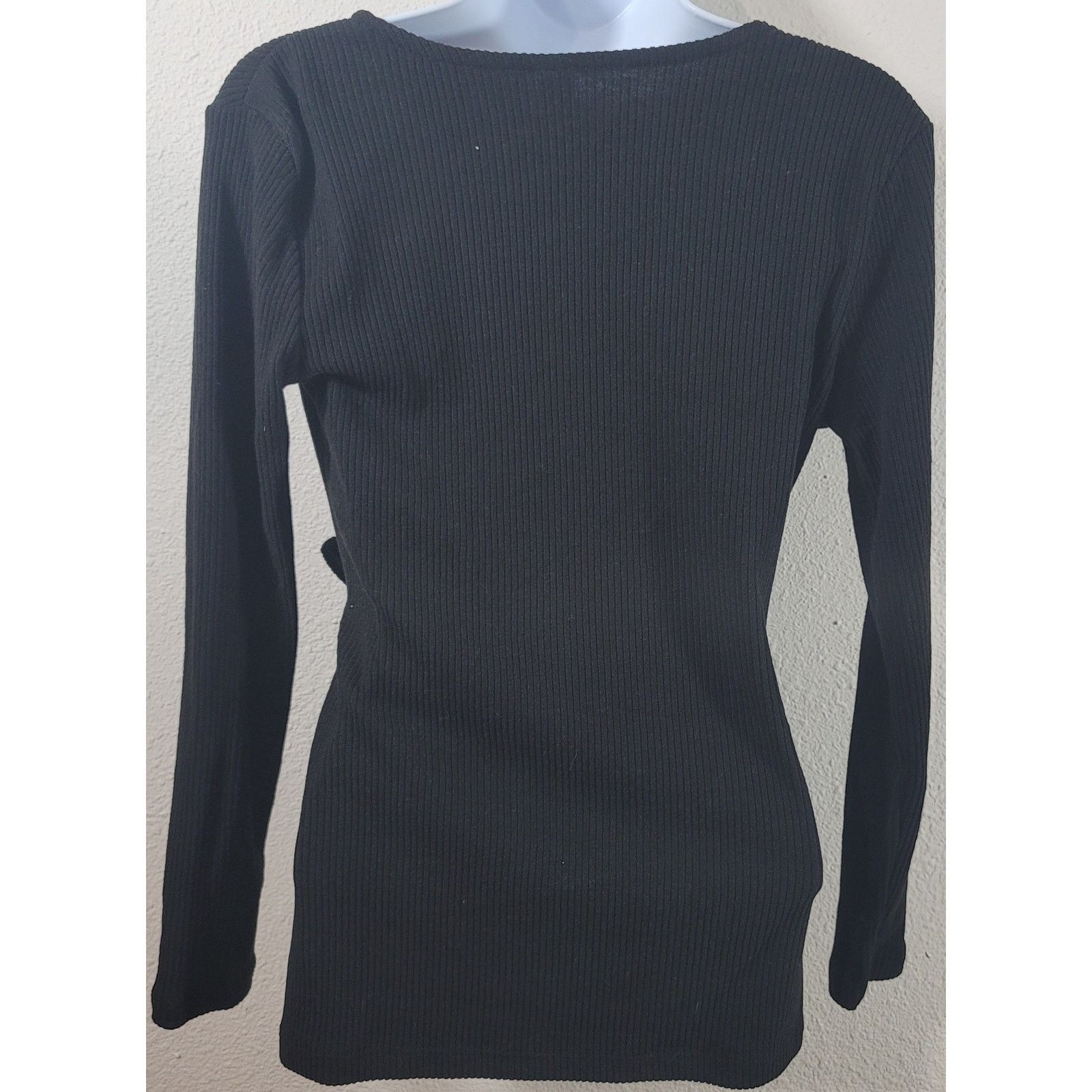 Old Navy Old Navy Black Crisscross Body Tie Bodice Ribbed Top Small Size S / US 4 / IT 40 - 2 Thumbnail